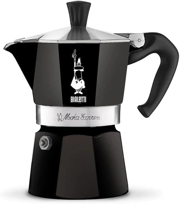 Bialetti Moka Express Iconic Italian Stovetop Espresso Maker (Black, 6 Cups)