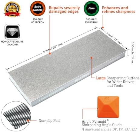 SHARPAL 169H Dual-Grit Diamond Sharpening Stone (220 & 600 Grit) + 160H 2PCS 2-in-1 Non-Slip Holder & Storage Case – Complete Knife Sharpening System