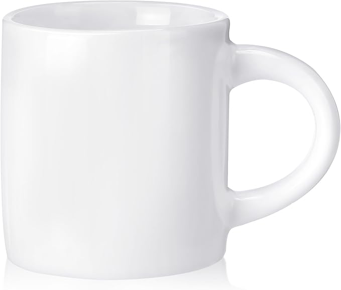 Roshtia 1 Pieces 3 oz Espresso Mugs Espresso Cups Mini Coffee Mugs with Handles Porcelain Coffee Cups Ceramic Smooth Demitasse for Tea Drinks Cocoa Milk Water (White)