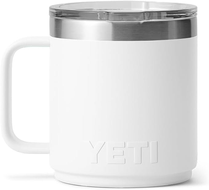 YETI Rambler 10 oz Ceramic Lined Stackable Mug, Vacuum Insulated, Stainless Steel with MagSlider Lid, White