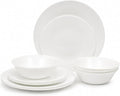 Gibson Home Vanilla Hills 12-Piece Opal Glass Dinnerware Set, Service for 4 – Includes 10" Dinner Plates, 8" Salad Plates & 6.5" Bowls – Microwave Safe, Dishwasher Safe, Chip Resistant – White, Round