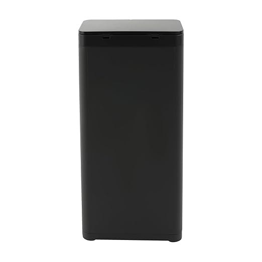 Double Opening Cover Trash Can with Lid, 8.45Gal Commercial Trash Can, Press/Push-Plate PP Waste Bin with Side Handles for Homes, Restaurants, Cafes (Black)