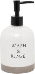 Young's Inc Farmhouse Soap Dispenser, Decorative Dish and Hand Soap Dispenser for Country Bathroom and Kitchen Counter, White, 7 Inches