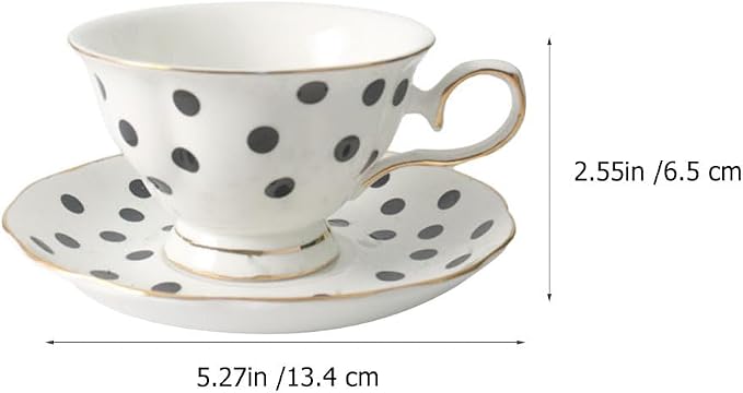 Didiseaon Polka Dot Cup and Saucer Set Ceramic Tea Mug with Saucer 5.51 Inch European Style Coffee Cup for Home and Office Afternoon Tea You Deserve to Have One