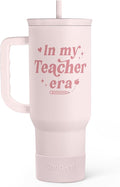 SANDJEST Teacher Gift – Stainless Steel Insulated Tumbler with Handle - Cool Teacher Club Travel Coffee Mug Cup for Women Back to School Birthday Christmas Teacher's Appreciation, 40oz