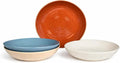 Sango Siterra Painter's Palette Stoneware Pasta Bowls (Set of 4) – Pasta & Serving Bowls, Earthy Reactive Glaze, Multi Assorted Colors, Microwave & Dishwasher Safe, for Everyday Dining & Entertainment