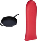 Victoria Cast-Iron Skillet, Pre-Seasoned Cast-Iron Frying Pan with Long Handle, Made in Colombia, 12 Inch & Silicone Cast Iron Handle Cover. for 10 to 12 inch Skillets, Large, Red