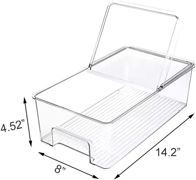 SANNO Freezer Containers Food Storage Containers Fridge Containers Plastic Organization Storage Bin for Fridge, Freezer, Pantry, Kitchen- Organizer for Fruit, Yogurt, Snacks, Pasta, set of 2