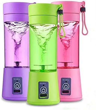 Portable Blender Smoothies Personal Blender Mini Shakes Juicer 380 ml Cup USB Rechargeable Cordless Shaker Bottle (Blue), 8x3 (Q2-6888)