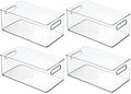 mDesign Deep Plastic Storage Organizer Container Bin, Closet Organization for Hallway, Bedroom, Linen, Coat, and Entryway - Holds Clothing, Blankets, Accessories, Toys, Ligne Collection, 4 Pack, Clear