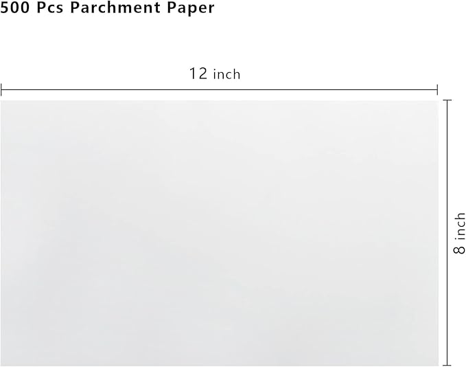 Fasmov 500 Pcs Parchment Paper Baking Liner Sheets, 12 x 8 inches Nonstick Baking Paper for, Baking Cookies, Bread, Meat, Pizza
