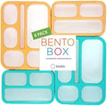 Bento Box Lunch Boxes and Snack Containers for Kids Girls Boys | Leakproof Portion Container Kits Bpa Free | Pack Set Of 4 | Teal Orange Large + Mini, Value 4 Pack