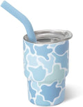 Swig Life Swig Shots Insulated Tumbler 2oz, Stainless Steel Mini Tumbler with Lid and Silicone Straw, Double Wall & Vacuum Sealed, Mini Tumblers for Shots (Saltwater Camo)