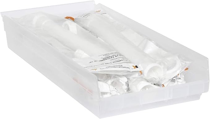 Akro-Mils 30174 Plastic Shelf Bins, Heavy Duty Storage Bins for Garage, Closet, and Drawer Organization, 24-Inch x 11-Inch x 4-Inch, Clear, 6-Pack