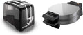 BLACK+DECKER 2-Slice Toaster, T2569B, Extra Wide Slots, 6 Shade Settings, 850 Watts, Crub Tray & Belgian Waffle Maker, Stainless Steel, WMB500,Silver