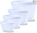 4-Pack Silicone Reusable Stand Up Zip Lock Bag Food Storage Bags, Multi-Use Food Storage Bags, Lunch Bag, Travel Containers, Leak-free, Dishwasher-Safe, Freezer-Safe, light blue