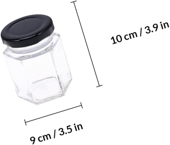 Abaodam Hexagonal Glass Food Storage Jars 380ml, Airtight Kitchen Grain and Snack Seal Containers with Lids, 10pcs Set for Pantry Organization and Meal Prep