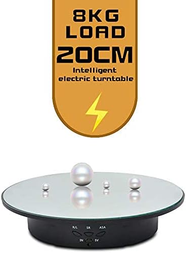 JAYEGT Motorized Rotating Display Stand, 7.87inch /17.6lbs Load, 360 Degree Electric Rotating Turntable for Photography Products, Jewelry, Cake,3D Model , Mirror Cover (White/Button Control)