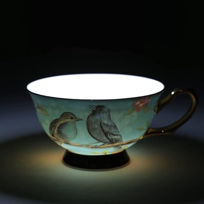 Bone China Blue Bird Tea Cup with Saucer Spoon 3 Piece Set（7oz） Cappuccino Cups, Coffee Cups, Tea Cup Set, British Coffee Cups, Porcelain Tea Set, Latte Cups, Mother's Day Gift