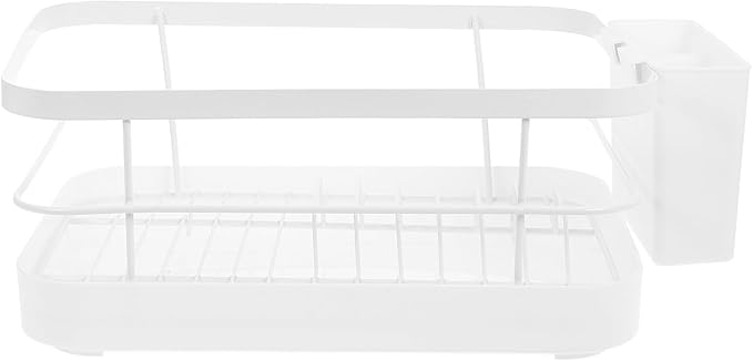 Garneck Kitchen Dish Drying Rack Over Sink, White Large Capacity Plate and Bowl Drainer with Chopstick Holder, Countertop Storage Organizer for Home Kitchen, Holds 9 Plates and 12 Bowls