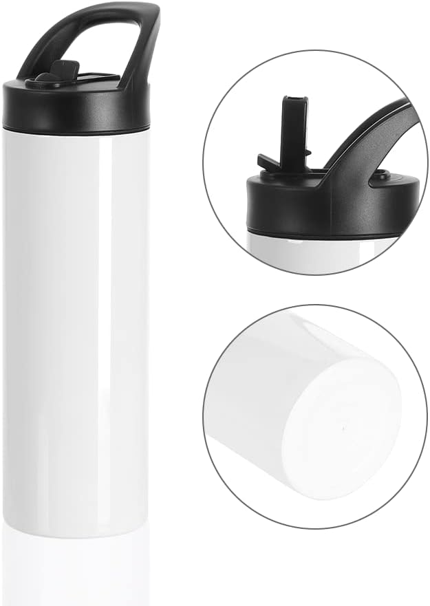 PYD Life 4 Pack Sublimation Tumblers Blanks Cups White 20 OZ Skinny Straight Sports Water Bottles Mugs with Portable Sippy Up Lid with Straw,for Tumbler Heat Press
