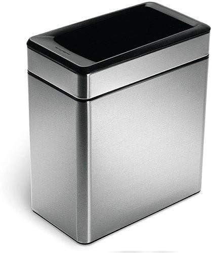 simplehuman 10 Liter / 2.6 Gallon Profile Open Trash Can, Slim Trash Can for Bedroom, Bathroom, Office, Brushed Stainless Steel, Pack of 6