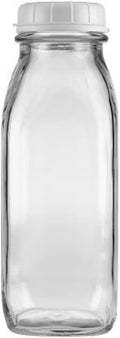 The Dairy Shoppe Glass Milk Bottle, Heavy Glass with Extra Lid, Creamery Style (1, Pint)