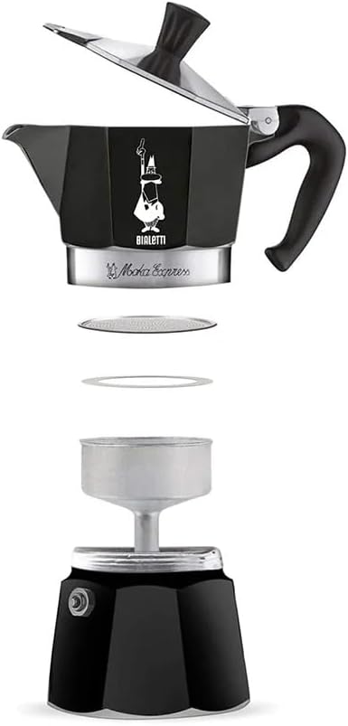 Bialetti Moka Express Iconic Italian Stovetop Espresso Maker (Black, 6 Cups)