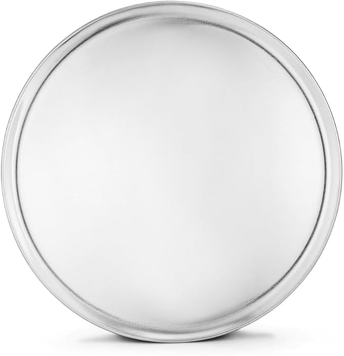 New Star Foodservice Restaurant-Grade Aluminum Pizza Pan, Baking Tray, Coupe Style, 18 Inch, Pack of 6