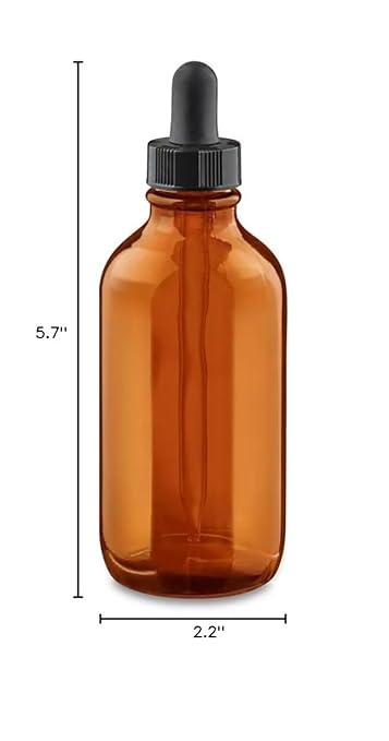 United Scientific™ 8oz (240mL) Leakproof Flint Glass Dropper Bottles, Amber Glass, Pack of 12
