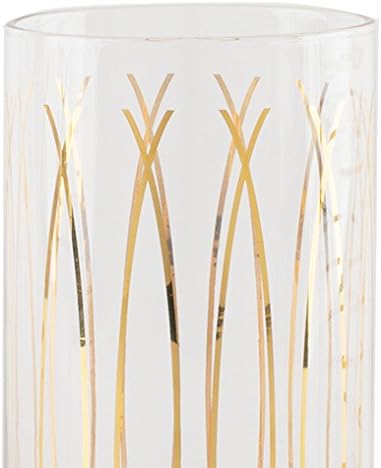 Mikasa 'Cheers' Etched Crystal Highball Cocktail Glasses, 470 ml – Gold Effect (Set of 4)