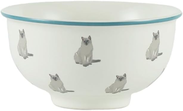 London Pottery 4.5’’ Small Bowl, 10 OZ Porcelain Bowl for Kitchen Dessert Rice Side Dish Snack Soup Fruits Cereal Ice Cream, Microwave & Dishwasher Safe, Easy Clean Stackable (Cat，Rice Bowl,300ml)