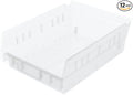 Akro-Mils 30150 Plastic Shelf Bins, Heavy Duty Storage Bins for Garage, Closet, and Drawer Organization, 12" x 8" x 4", Clear, 12-Pack