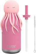 asobu Bestie Bottle Insulated Stainless Steel Water Bottle with Detachable Soft Animal Head Fun Drinking For Kids and Teens with Flexible Reusable Straw 16 Ounce
