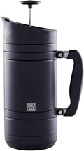 BruTrek® by Planetary Design BaseCamp Coffee Press - Double Wall Insulated Stainless Steel - Bru-Stop Technology, No Grounds in Coffee, No Spill Lid (Obsidian, 48 fl.oz)