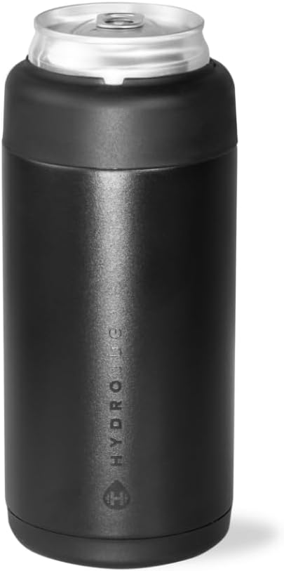 HydroJug Slim Can Cooler 12 oz, Stainless Steel Can Holder, Black
