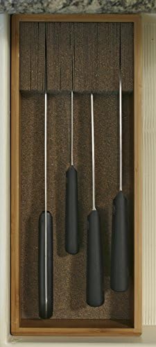 KNIFEdock Bamboo Knife Organizer for Kitchen Drawers – 15” In-Drawer Knife Block with Cork Composite – Space-Saving, Safe Storage for Your Knives