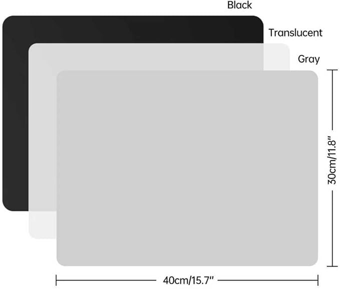 3Pack 30x40cm Silicone Placemats,1.1mm Thick Heat-Resistant Non-Skid Mats for Resin Casting &Table Protection, Food Grade-Black&Gray&Translucent
