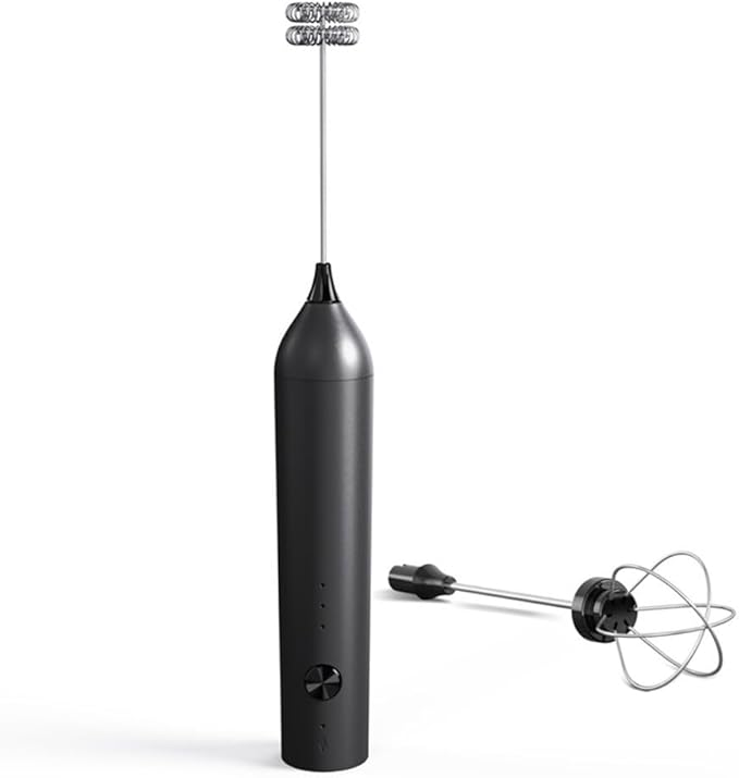 Rechargeable Handheld Milk Frother Set with 3 Speeds, Electric Foam Maker for Coffee Latte, Stainless Steel Whisk and Base Included(Silver)