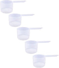 Plastic Measuring Scoop, 6 Tablespoon (90 cc | 3/8 Cup | 3 oz. | 90 mL) Long Handle Spoons for Powders, Granules, Coffee, Pet Food, Baking Supplies, Protein and Other Dry Goods, BPA Free (Set of 5)
