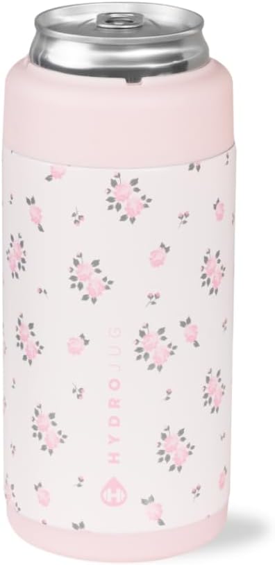 HydroJug Slim Can Cooler 12 oz, Stainless Steel Can Holder, Wildrose