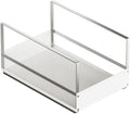 Pull Out Cabinet Organizer with Adhesive Nano Film, Heavy Duty Slide Out Pantry Shelves Drawer Storage, Metal Under Sink Organizers for Bathroom, Kitchen (White,11”W x 16.54”Dx 6.3”H)