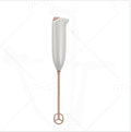Electric Milk Frother, White, Rose Gold Accents, 1W High-Torque Motor, Handheld Design, Battery Powered, for Coffee Drinks, Baby Food Mixing