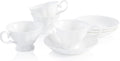 Fine Bone China Tea Cups and Saucers Set of 4, 4 Oz Vintage British Royal Style Espresso Coffee Cups for Afternoon Tea, Latte, Cappuccino, Elegant Gift