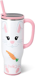 Swig Life 30oz Mega Mug, 30oz Tumbler with Handle and Straw, Large Insulated Tumblers, Cup Holder Friendly Travel Mug, Stainless Steel 30 oz Tumbler, Reusable Insulated Water Bottle (Easter Bunny)