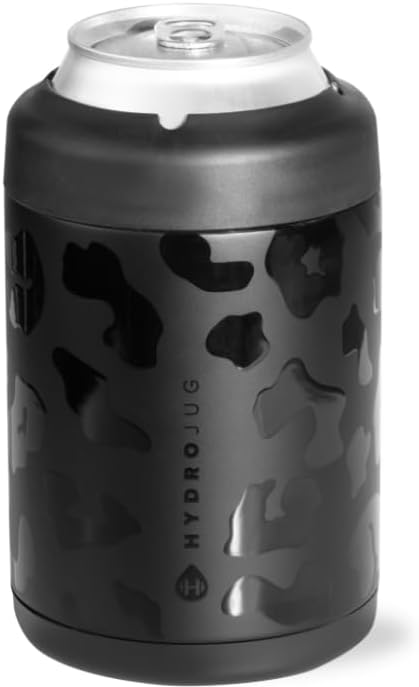 HydroJug Can Cooler 12 oz, Stainless Steel Can Holder, Black Leopard