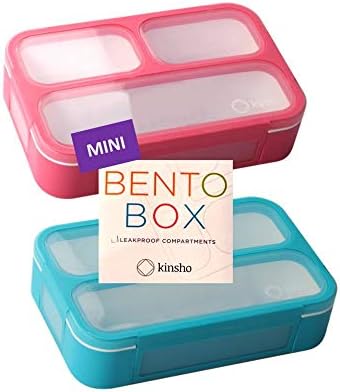 Bundle of 2 Bento Lunch Box Kids & Adult (Blue & Pink) + 2 Small Bento Lunch Box for Girls Boys (Blue & Pink)