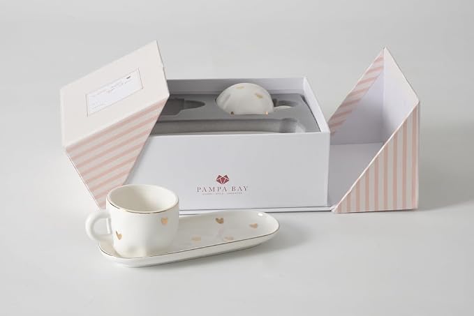 Pampa Bay Heart To Heart Set of 2 Espresso Cups & Saucers