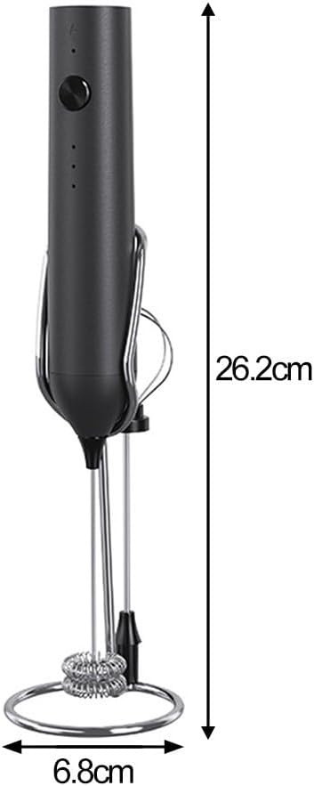Rechargeable Handheld Milk Frother Set with 3 Speeds, Electric Foam Maker for Coffee Latte, Stainless Steel Whisk and Base Included(Black)