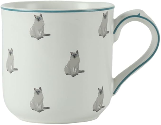 London Pottery 250ml/8.5-Ounce Ceramic Drinking Cup with Handle, Porcelain Mug for Hot Coffee, Tea, or Cocoa, Microwave, Dishwasher, Freezer Safe (Cat，Mug，250ml)